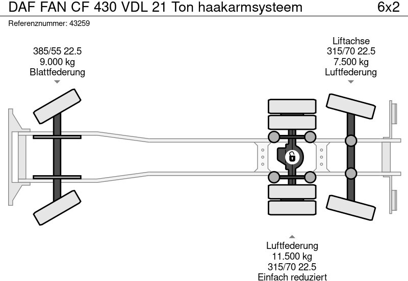 Крюковой мультилифт DAF FAN CF 430 VDL 21 Ton haakarmsysteem: фото 20