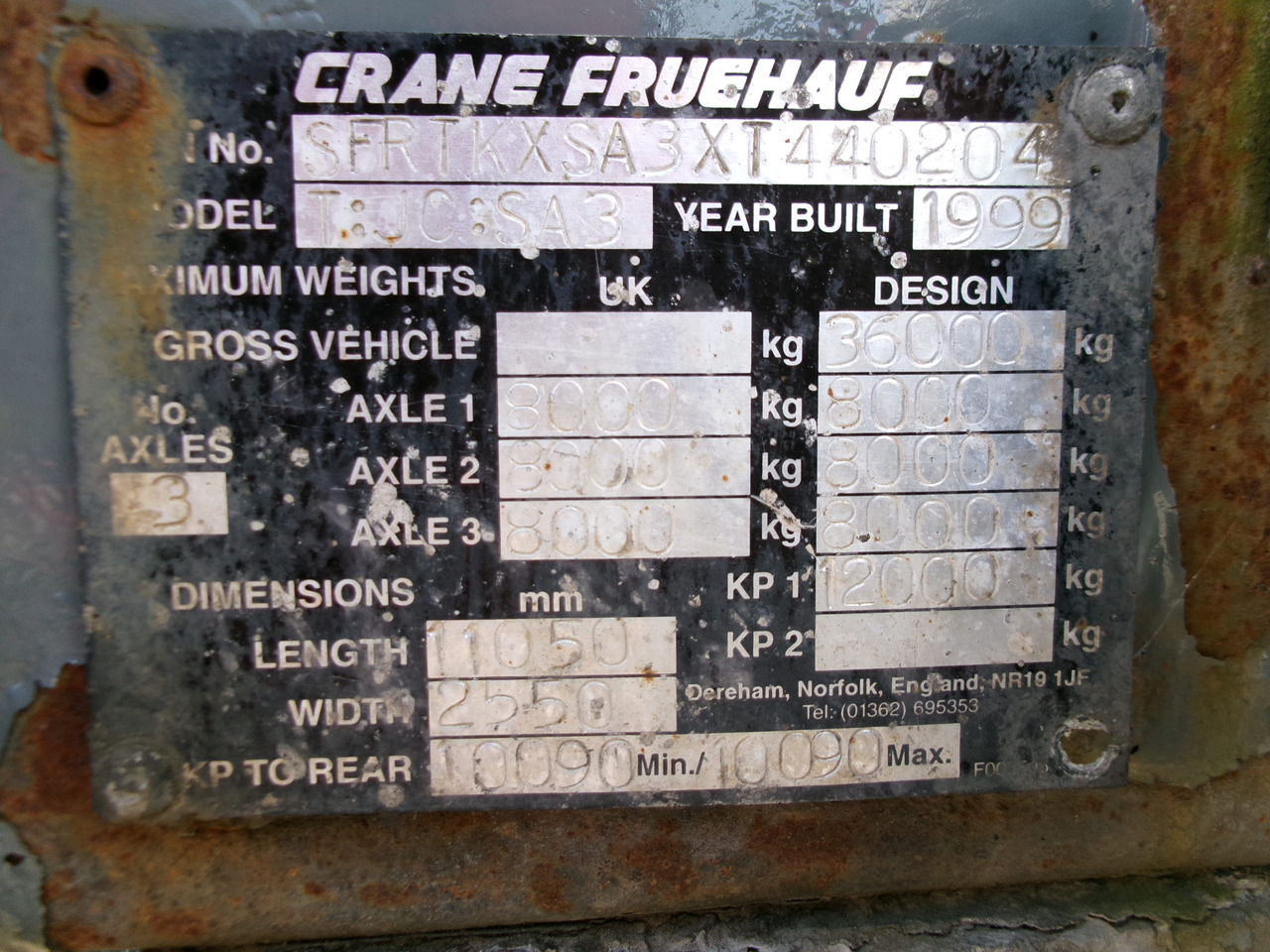 Полуприцеп-цистерна для транспортировки химикатов Crane Fruehauf Chemical tank inox 37.5 m3 / 1 comp + pump: фото 31
