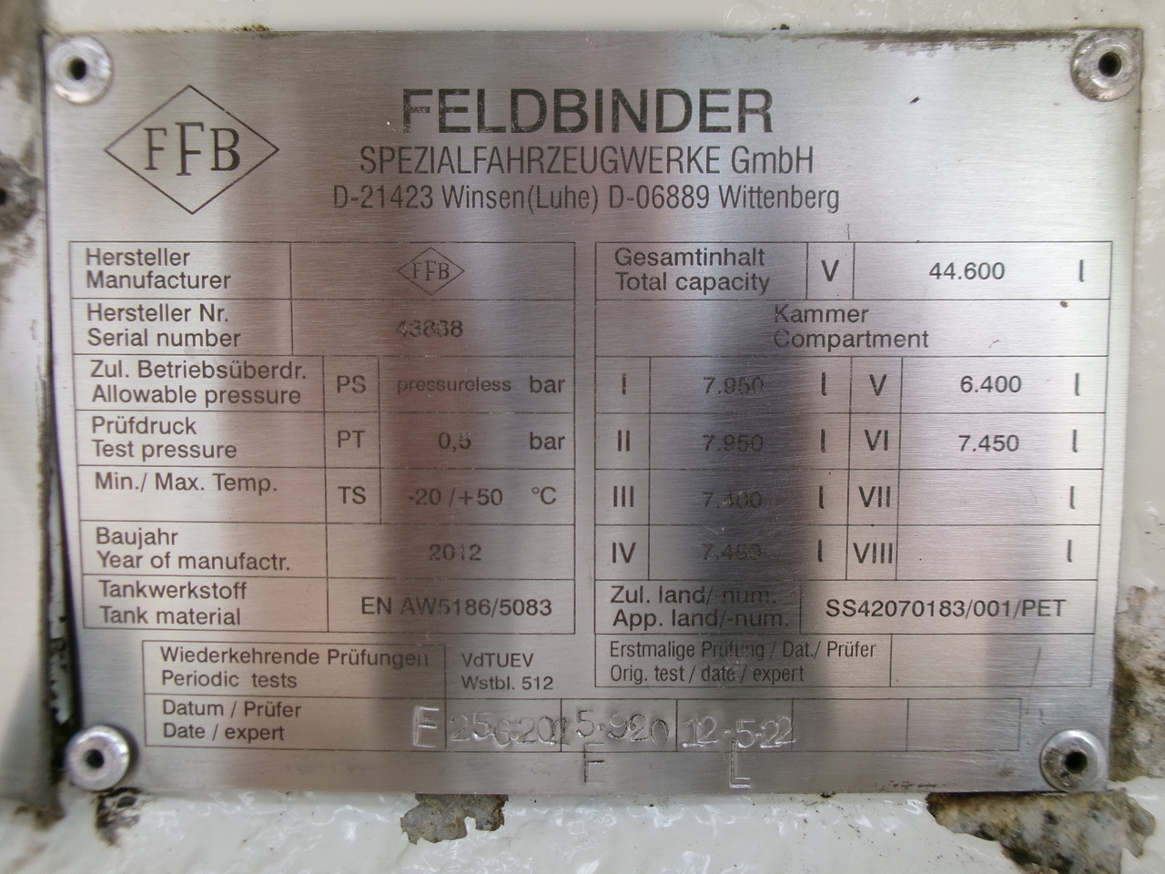 Полуприцеп-цистерна для транспортировки топлива Feldbinder Fuel tank alu 44.6 m3 + pump: фото 24