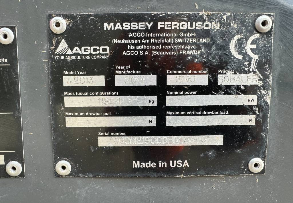 Пресс-подборщик тюковый Massey Ferguson 2190: фото 17