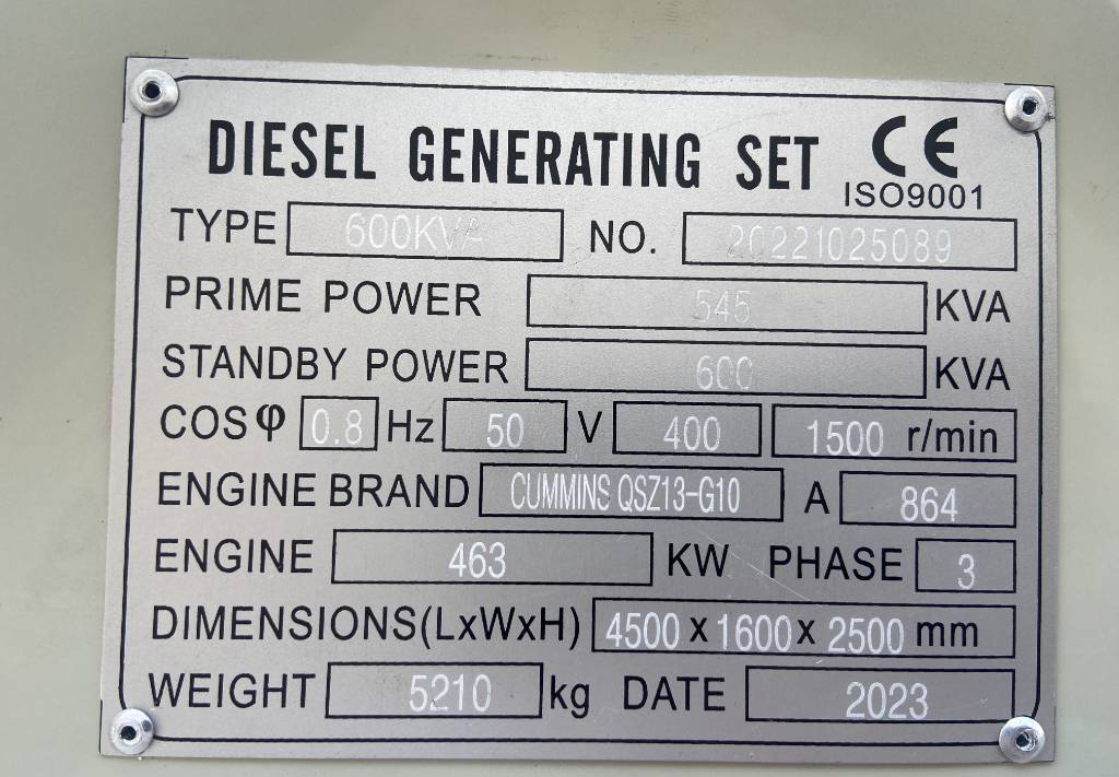 Электрогенератор Cummins QSZ13-G10 - 600 kVA Generator - DPX-19847: фото 4
