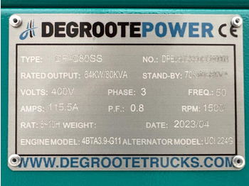 DEGROOTE POWER* DP-C80SS 80KVA - Электрогенератор: фото 4