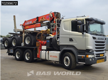 Лесовоз, Автоманипулятор Scania R580 R 6X4 NL-Truck Diebolt D28.81 Kran Crane Holztransport + Dolly Retarder Euro 6: фото 3