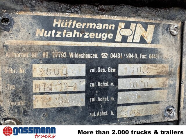 Hüffermann HTM 13-T Anhänger für Abetzcontainer - Прицеп-контейнеровоз/ Сменный кузов: фото 2 Hüffermann HTM 13-T Anhänger für Abetzcontainer - Прицеп-контейнеровоз/ Сменный кузов: фото 2