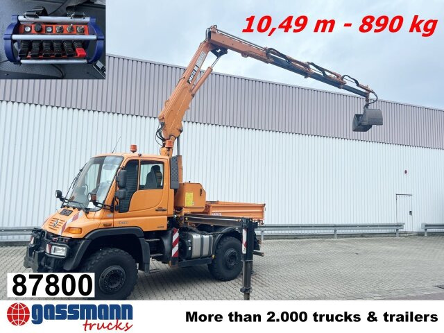 Unimog U400 4x4, Frontzapfwelle, Kipper, Kran MKG HKL - Самосвал, Автоманипулятор: фото 1 Unimog U400 4x4, Frontzapfwelle, Kipper, Kran MKG HKL - Самосвал, Автоманипулятор: фото 1