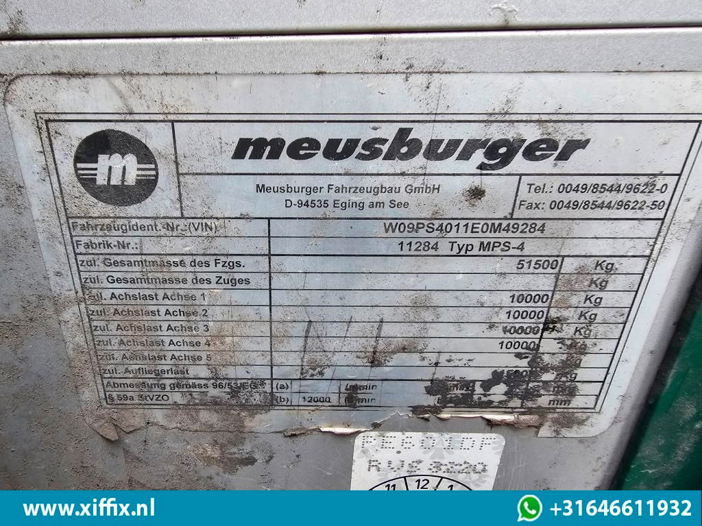 Полуприцеп бортовой/ Платформа Meusburger 4-ass. Vlakke Mega oplegger met elektrische huifopbouw / 2x naloop ge: фото 17