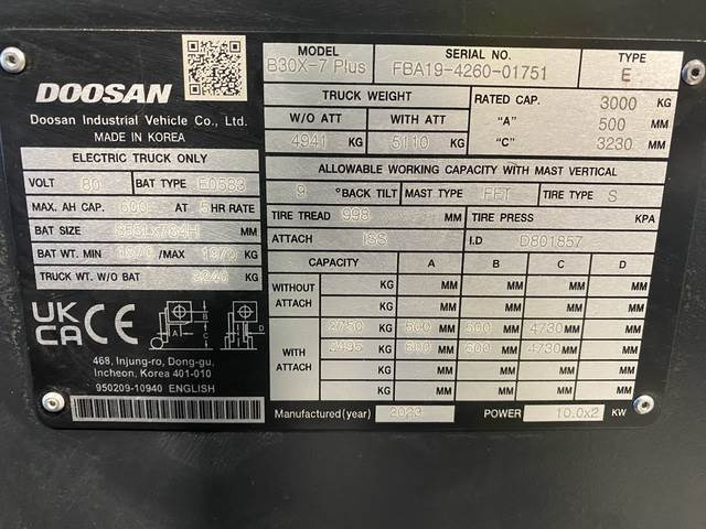 Doosan B30X-7 PLUS - Электропогрузчик: фото 5 Doosan B30X-7 PLUS - Электропогрузчик: фото 5