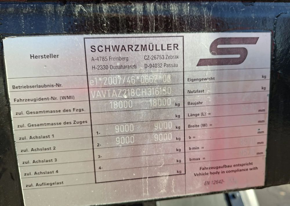 Schwarzmuller ciężarowa przyczepa 18 palet - Тентованный прицеп: фото 5 Schwarzmuller ciężarowa przyczepa 18 palet - Тентованный прицеп: фото 5