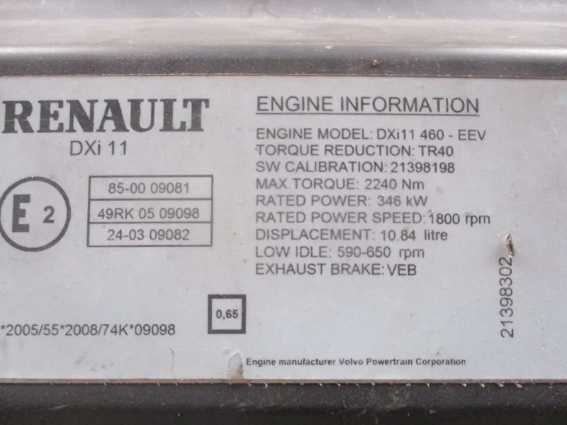 Renault 7422222224//7485003783//7485001977//21398198 PREMUIM DXI 460 EEV - Двигатель для Грузовиков: фото 5 Renault 7422222224//7485003783//7485001977//21398198 PREMUIM DXI 460 EEV - Двигатель для Грузовиков: фото 5