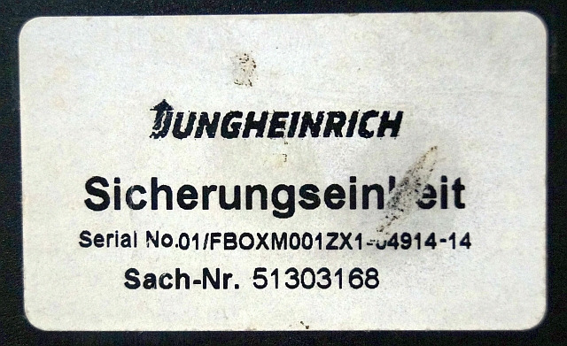 Jungheinrich 51303168 | Zekeringkast Fusebox sn. 01/FBOXM001ZX1-64914-14 - Предохранитель для Погрузочно-разгрузочной техники: фото 4 Jungheinrich 51303168 | Zekeringkast Fusebox sn. 01/FBOXM001ZX1-64914-14 - Предохранитель для Погрузочно-разгрузочной техники: фото 4