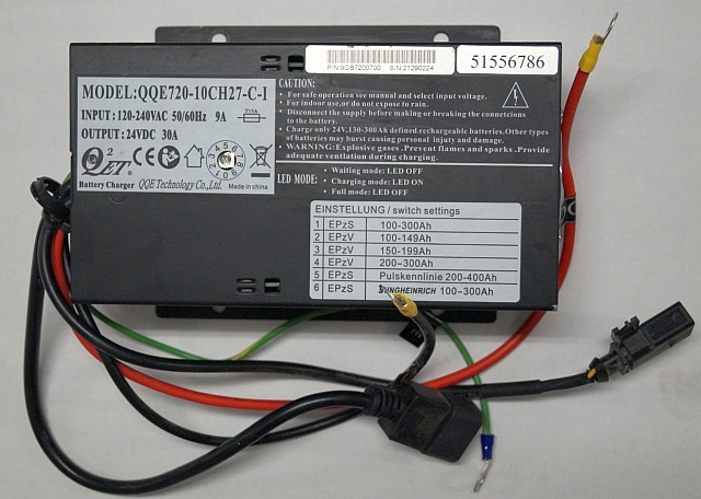 Jungheinrich 51556786 | Charger QQE720-10CH27-C-1 output 24VDC30A input 120-240V Charger QQE720-10CH27-C-1 output 24VDC30A input 120-240Vac 50/60Hz 9A sn. 21290224 - Аккумулятор для Погрузочно-разгрузочной техники: фото 1 Jungheinrich 51556786 | Charger QQE720-10CH27-C-1 output 24VDC30A input 120-240V Charger QQE720-10CH27-C-1 output 24VDC30A input 120-240Vac 50/60Hz 9A sn. 21290224 - Аккумулятор для Погрузочно-разгрузочной техники: фото 1