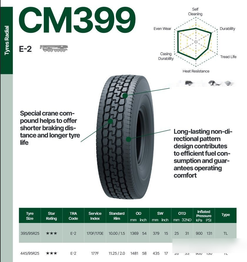 WestLake 445/95R25 (16.00R25) CM399 TL - Шина для Кранов: фото 2 WestLake 445/95R25 (16.00R25) CM399 TL - Шина для Кранов: фото 2