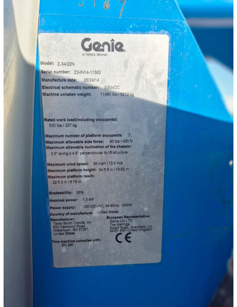 Подъёмник Genie Z-34/22N: фото 13