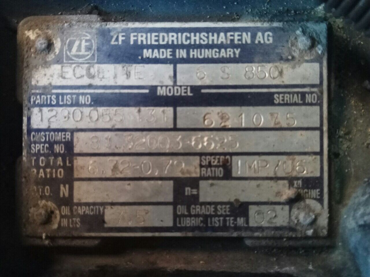 ZF 6s850 81.32003-6625 MAN L2000 TGL - Коробка передач для Грузовиков: фото 1 ZF 6s850 81.32003-6625 MAN L2000 TGL - Коробка передач для Грузовиков: фото 1