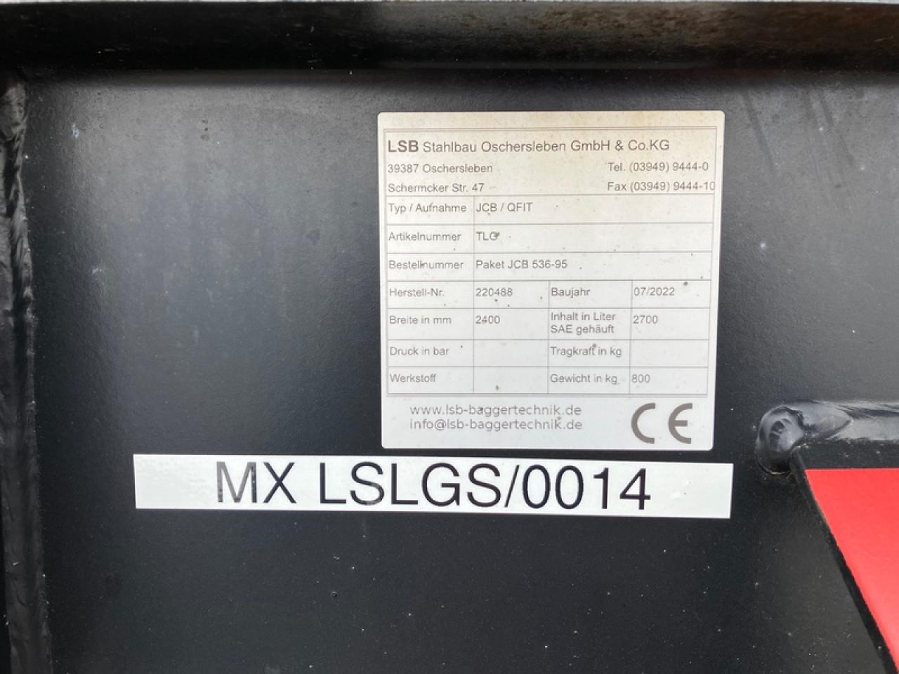 JCB LSB LEICHTGUTSCHAUFEL JCB Q-FIT - Ковш: фото 2 JCB LSB LEICHTGUTSCHAUFEL JCB Q-FIT - Ковш: фото 2