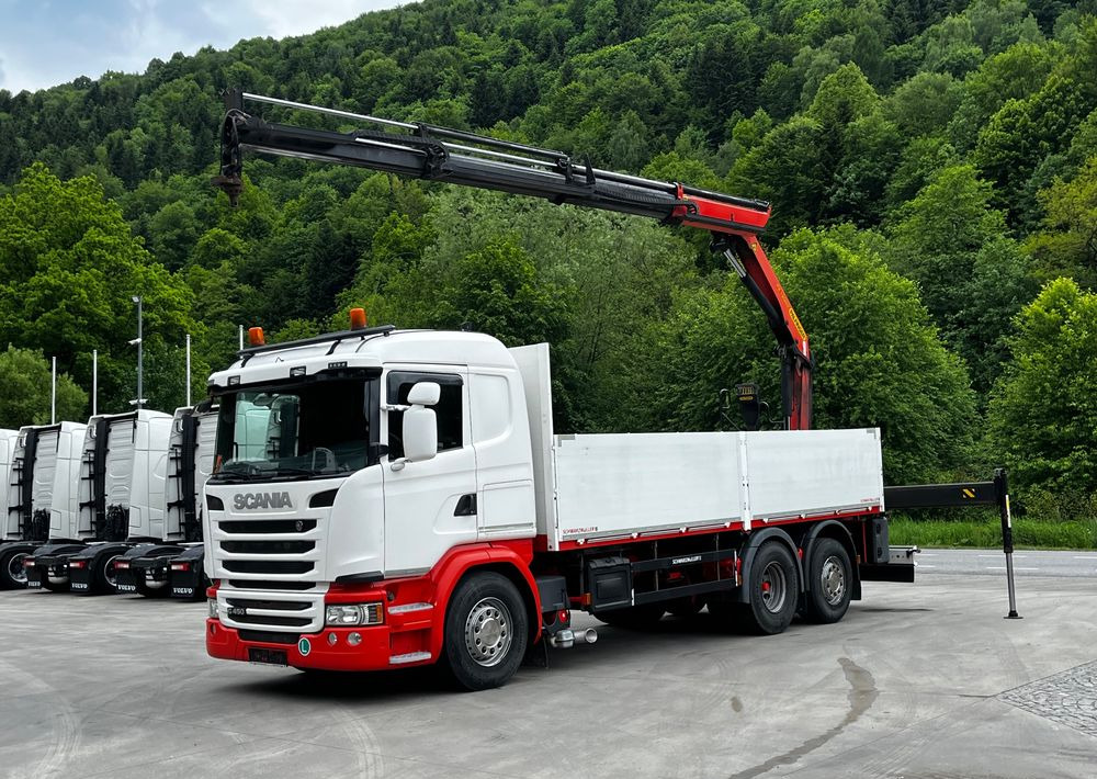 Scania G450 // 6x2// Skrzynia 6.40x2.49 // HDS Palfinger // Oś skrętna podnoszona // - Грузовик бортовой/ Платформа, Автоманипулятор: фото 1 Scania G450 // 6x2// Skrzynia 6.40x2.49 // HDS Palfinger // Oś skrętna podnoszona // - Грузовик бортовой/ Платформа, Автоманипулятор: фото 1