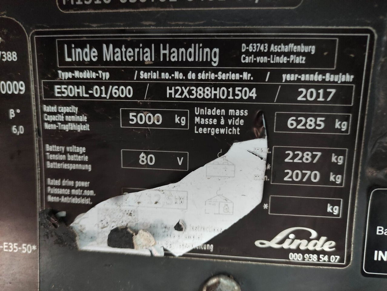 Электропогрузчик Linde E50HL-01/600-388: фото 6 Электропогрузчик Linde E50HL-01/600-388: фото 6