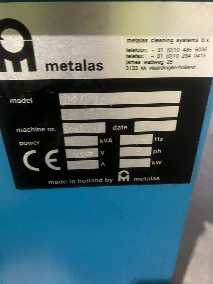 Metalas Metalas Cleaning Systems BV - Инструмент/ Оборудование: фото 4 Metalas Metalas Cleaning Systems BV - Инструмент/ Оборудование: фото 4