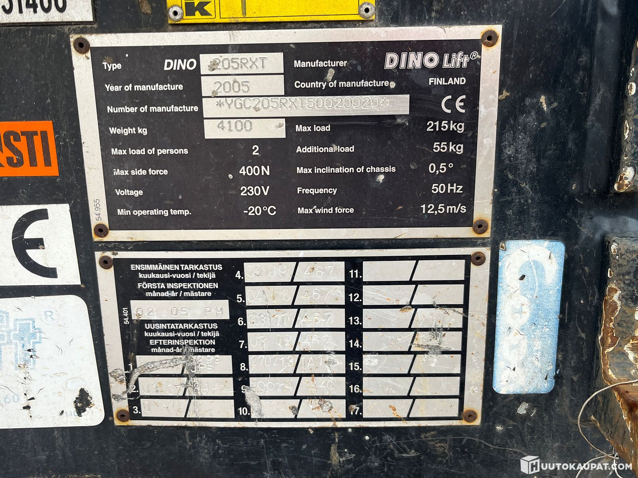 Dino 205RXT, Kuukulkija henkilönostin, Kymppi voimassa vuoteen 2029, Korjattavaksi, 2005, Vantaa - Прицепной подъемник: фото 5 Dino 205RXT, Kuukulkija henkilönostin, Kymppi voimassa vuoteen 2029, Korjattavaksi, 2005, Vantaa - Прицепной подъемник: фото 5