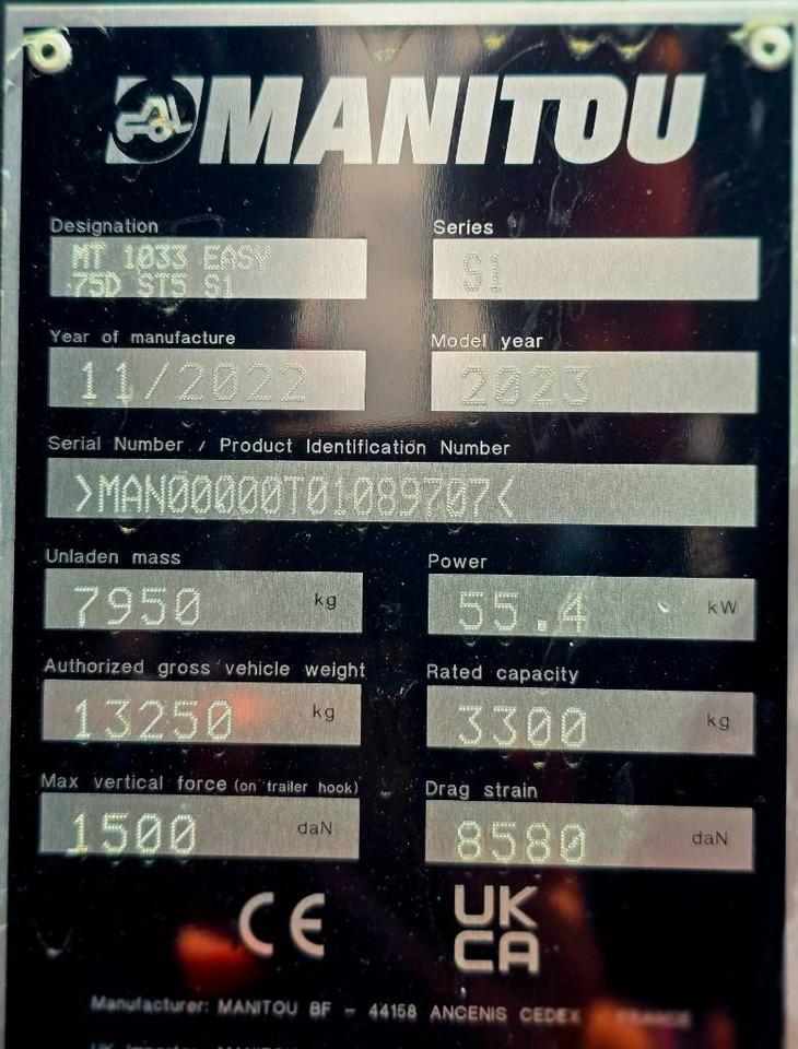 Телескопический погрузчик Manitou MT 1033 EASY 75D ST5 S1: фото 11