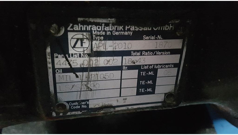 ZF APL-2010 - Axle/Achse/As - Ось и запчасти для Строительной техники: фото 3 ZF APL-2010 - Axle/Achse/As - Ось и запчасти для Строительной техники: фото 3