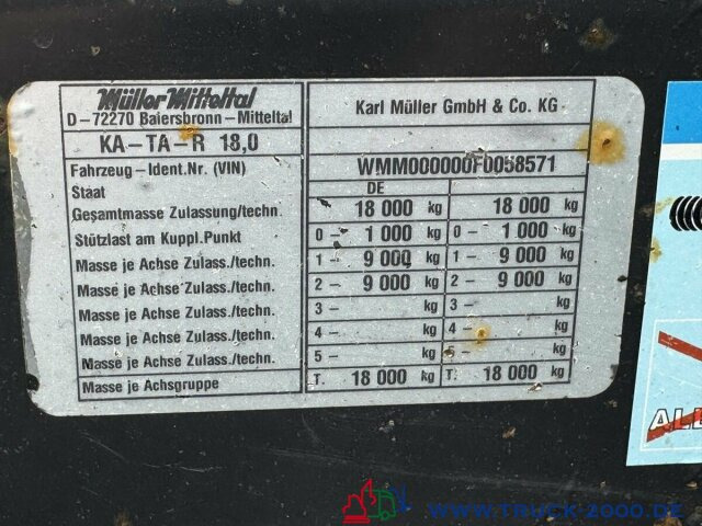 Müller-Mitteltal KA-TA- R 18,0 Tandem 3 Seitenkipper NL 13.500kg - Самосвальный прицеп: фото 4 Müller-Mitteltal KA-TA- R 18,0 Tandem 3 Seitenkipper NL 13.500kg - Самосвальный прицеп: фото 4