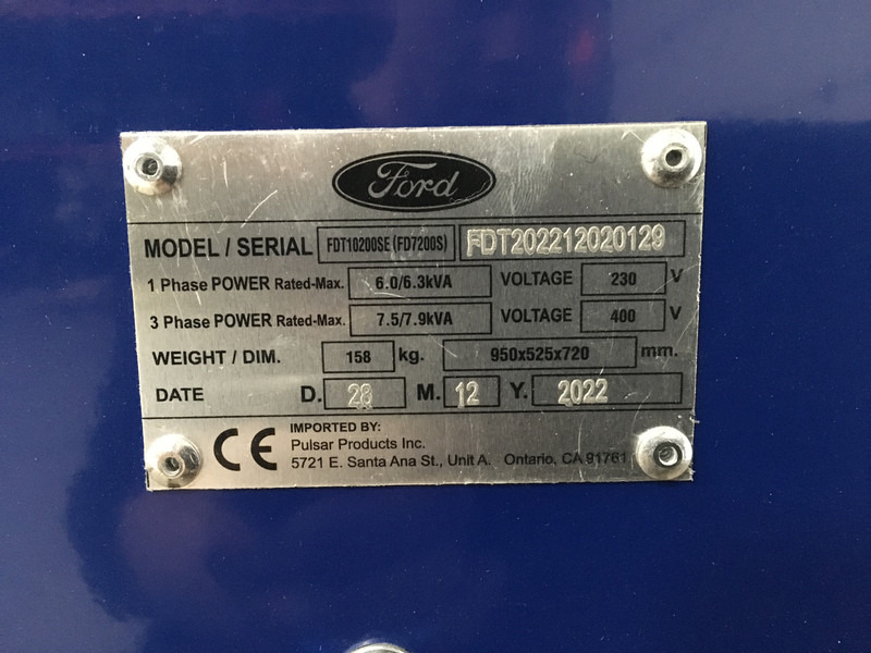 Ford FDT10200SE GENERATOR 7.9KVA NEW - Электрогенератор: фото 5 Ford FDT10200SE GENERATOR 7.9KVA NEW - Электрогенератор: фото 5