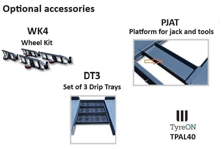 Оборудование для гаражей/ Мастерских TPAL40 mobile 4 post parking lift for car - 4T - Height 188 cm - Long 415 cm runways with automatic roll-off protection - 230V-1 phase - To park 2 vehicles on top of each: фото 12