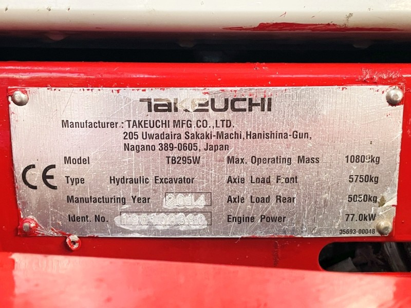 Takeuchi TB295W (3724) - Колёсный экскаватор: фото 4 Takeuchi TB295W (3724) - Колёсный экскаватор: фото 4
