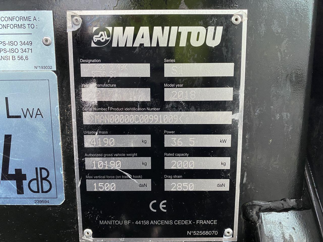 Телескопический погрузчик Manitou MT420H Comfort: фото 10 Телескопический погрузчик Manitou MT420H Comfort: фото 10