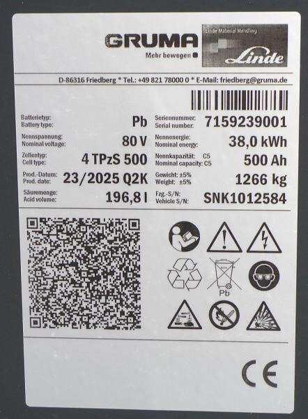 GRUMA 80 Volt 4 PzS 500 Ah - Аккумулятор: фото 5 GRUMA 80 Volt 4 PzS 500 Ah - Аккумулятор: фото 5