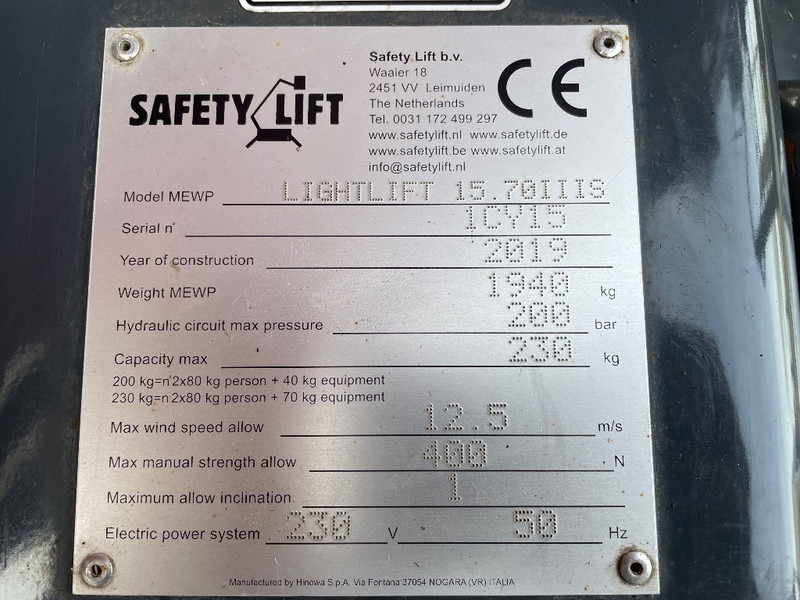 Hinowa Lightlift 15.70 - Коленчатый подъемник, Спайдер-вышка: фото 3 Hinowa Lightlift 15.70 - Коленчатый подъемник, Спайдер-вышка: фото 3