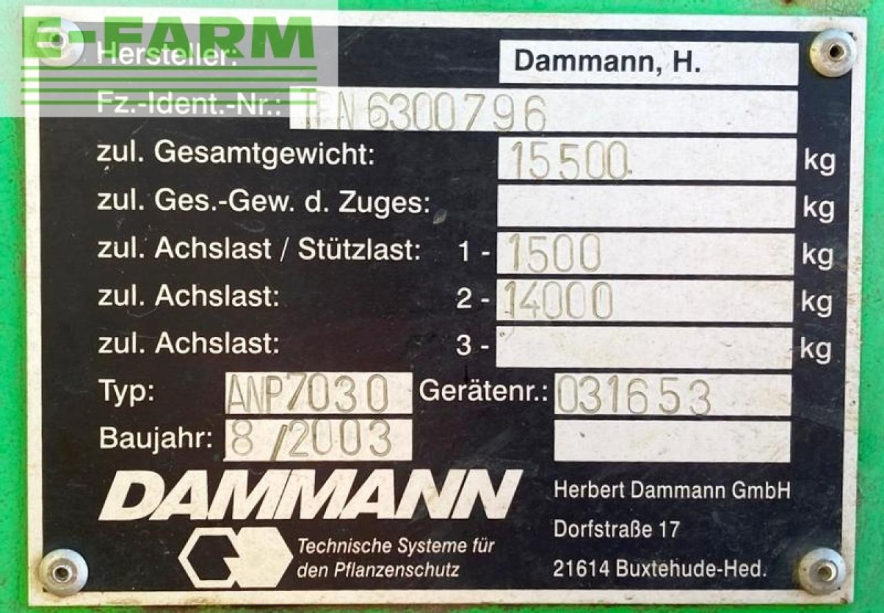 Прицепной опрыскиватель Dammann anp 7030 profi class - tandemspritze 30m: фото 19