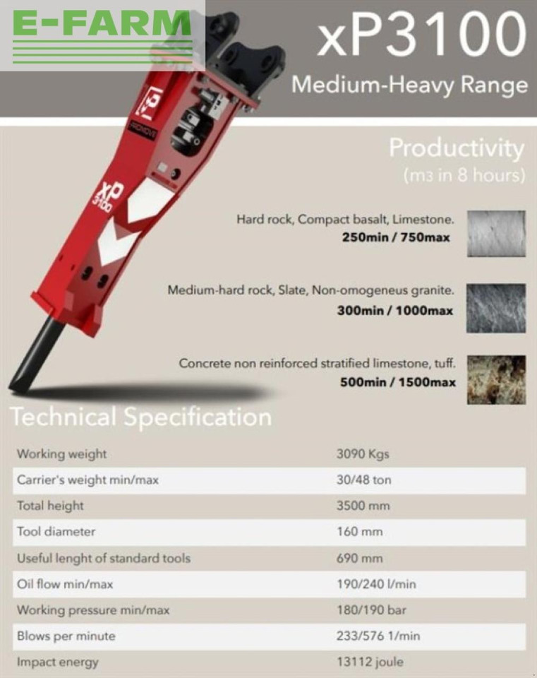 Xp3100 - Гидромолот для Строительной техники: фото 2 Xp3100 - Гидромолот для Строительной техники: фото 2