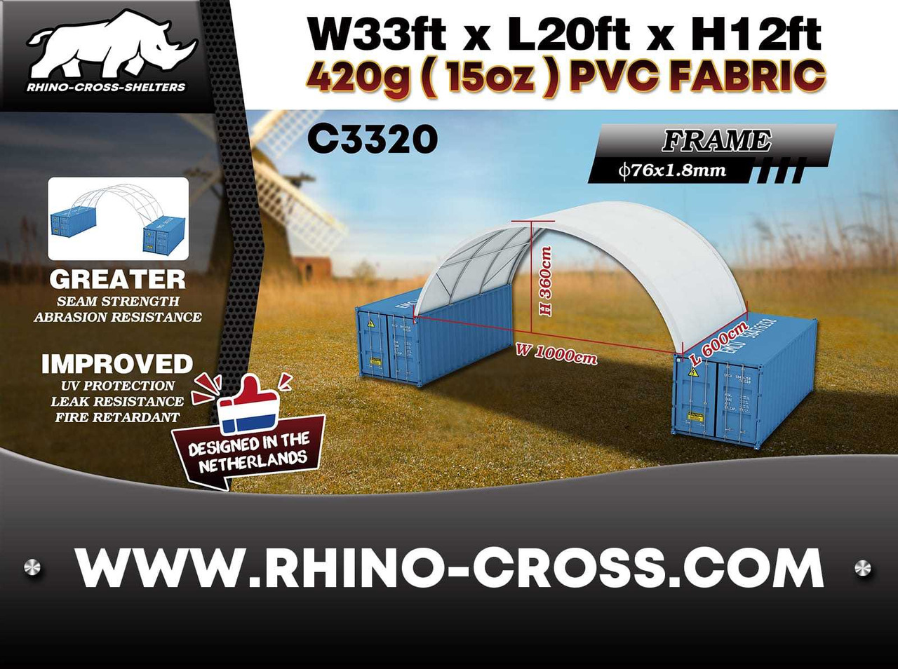 Rhino-Cross-Shelter C3320 - 6x10x3,6 m - Резервуар для хранения: фото 3 Rhino-Cross-Shelter C3320 - 6x10x3,6 m - Резервуар для хранения: фото 3