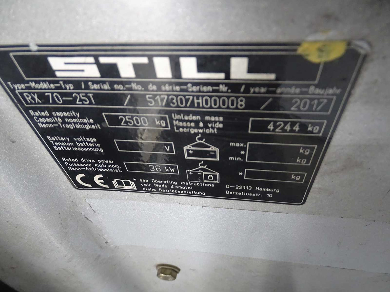 STILL RX70-25T 2017 FORKLIFT - Вилочный погрузчик: фото 2 STILL RX70-25T 2017 FORKLIFT - Вилочный погрузчик: фото 2