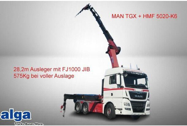 MAN 28.500 TGX 6X2-2 BLS, Kran HMF 5020-K6, Funk,23m - Тягач: фото 1 MAN 28.500 TGX 6X2-2 BLS, Kran HMF 5020-K6, Funk,23m - Тягач: фото 1