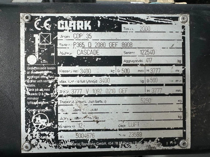 Clark CDP 35 Perkins 3.5 ton Duplex Sideshift Positioner Diesel Heftruck - Дизельный погрузчик: фото 4 Clark CDP 35 Perkins 3.5 ton Duplex Sideshift Positioner Diesel Heftruck - Дизельный погрузчик: фото 4