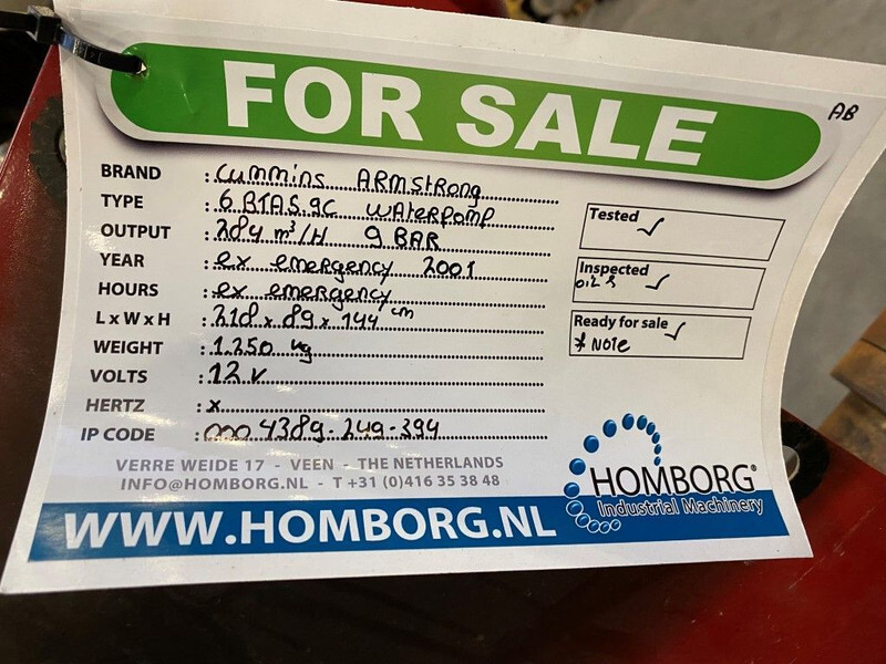 Насос для воды Cummins 6BTA5.9C Armstrong 284 m3 / h 9 Bar Waterpomp Beregeningspomp: фото 14