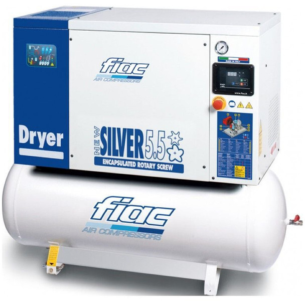 Fiac New Silver D 5.5 / 200 Silent 4 kW 450 L / min 10 Bar Elektrische Schroefcompressor met ketel en droger - Воздушный компрессор: фото 1 Fiac New Silver D 5.5 / 200 Silent 4 kW 450 L / min 10 Bar Elektrische Schroefcompressor met ketel en droger - Воздушный компрессор: фото 1