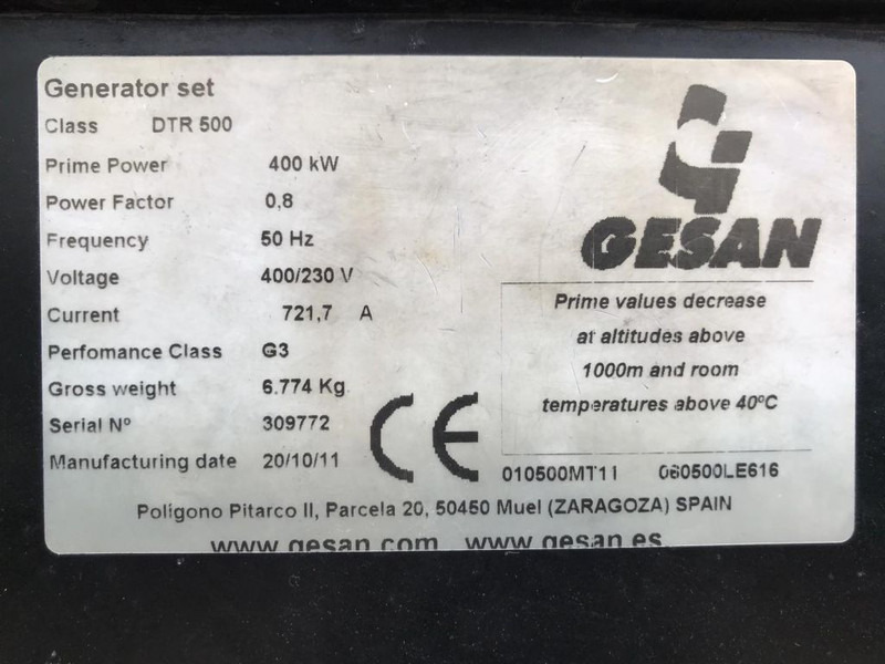 Электрогенератор GESAN DTR 500 kVA Supersilent DTR 500 kVA MTU Leroy Somer 500 Supersilent generatorset: фото 8