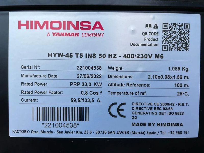 Himoinsa HYW 45 Yanmar Stamford 45 kVA Supersilent Rental generatorset as New ! - Электрогенератор: фото 3 Himoinsa HYW 45 Yanmar Stamford 45 kVA Supersilent Rental generatorset as New ! - Электрогенератор: фото 3