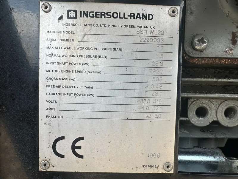Ingersoll Rand SSR ML22 Elektrische Schroefcompressor 25 kW 3480 L / min 7.5 Bar - Воздушный компрессор: фото 4 Ingersoll Rand SSR ML22 Elektrische Schroefcompressor 25 kW 3480 L / min 7.5 Bar - Воздушный компрессор: фото 4