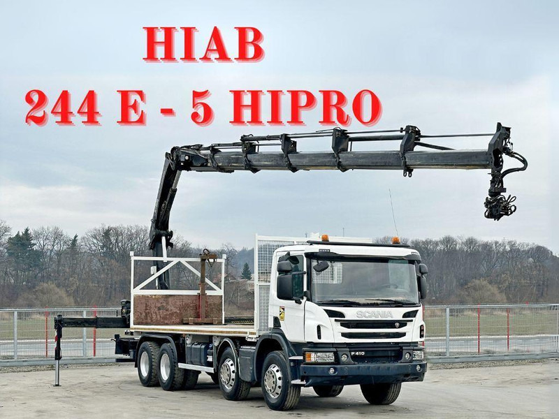 Scania P 410*PLATFORM 7,00m*HIAB 244 E-5 HIPRO+FUNK/8x4 - Грузовик бортовой/ Платформа, Автоманипулятор: фото 1 Scania P 410*PLATFORM 7,00m*HIAB 244 E-5 HIPRO+FUNK/8x4 - Грузовик бортовой/ Платформа, Автоманипулятор: фото 1
