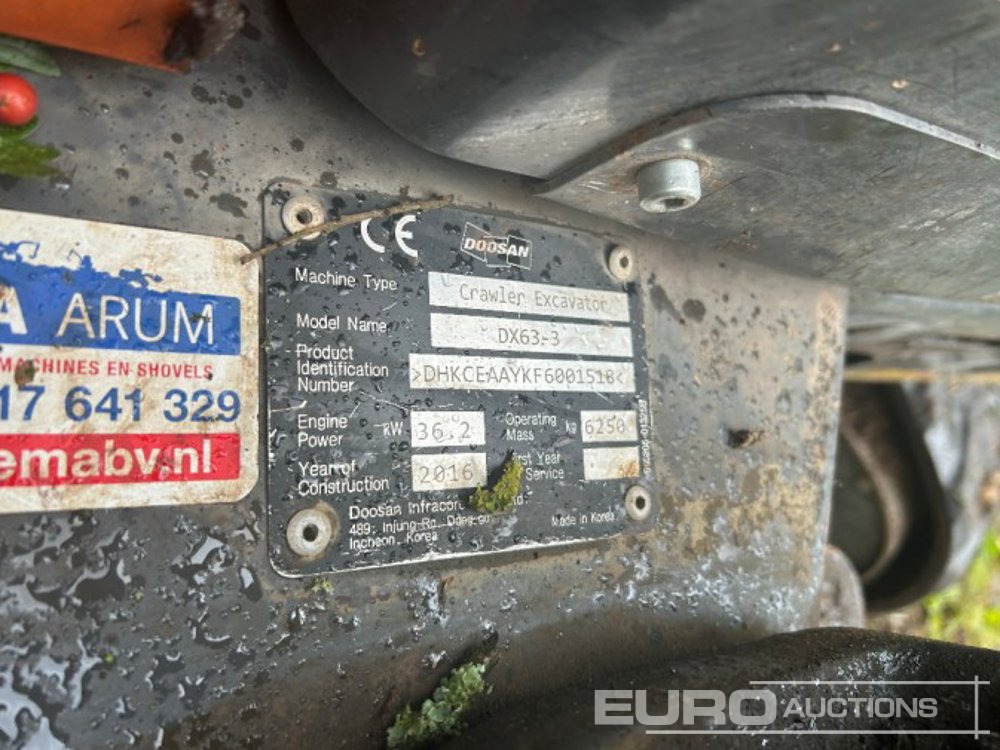 2016 Doosan DX63-3 - Мини-экскаватор: фото 3 2016 Doosan DX63-3 - Мини-экскаватор: фото 3