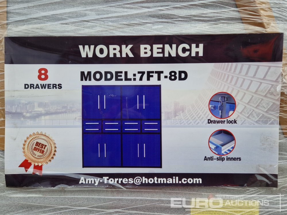 Unused 2024 Steelman 7’ Work Bench With 8 Drawers & 2 Cabinets. Packed In Plastics, Drawers With Lock & Anti-Slip Inners, Using New 3 Rail Sliding - Оборудование для гаражей/ Мастерских: фото 2 Unused 2024 Steelman 7’ Work Bench With 8 Drawers & 2 Cabinets. Packed In Plastics, Drawers With Lock & Anti-Slip Inners, Using New 3 Rail Sliding - Оборудование для гаражей/ Мастерских: фото 2