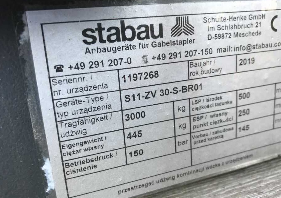 Stabau S11-ZV-30-S-BR01 - Навесное оборудование: фото 1 Stabau S11-ZV-30-S-BR01 - Навесное оборудование: фото 1