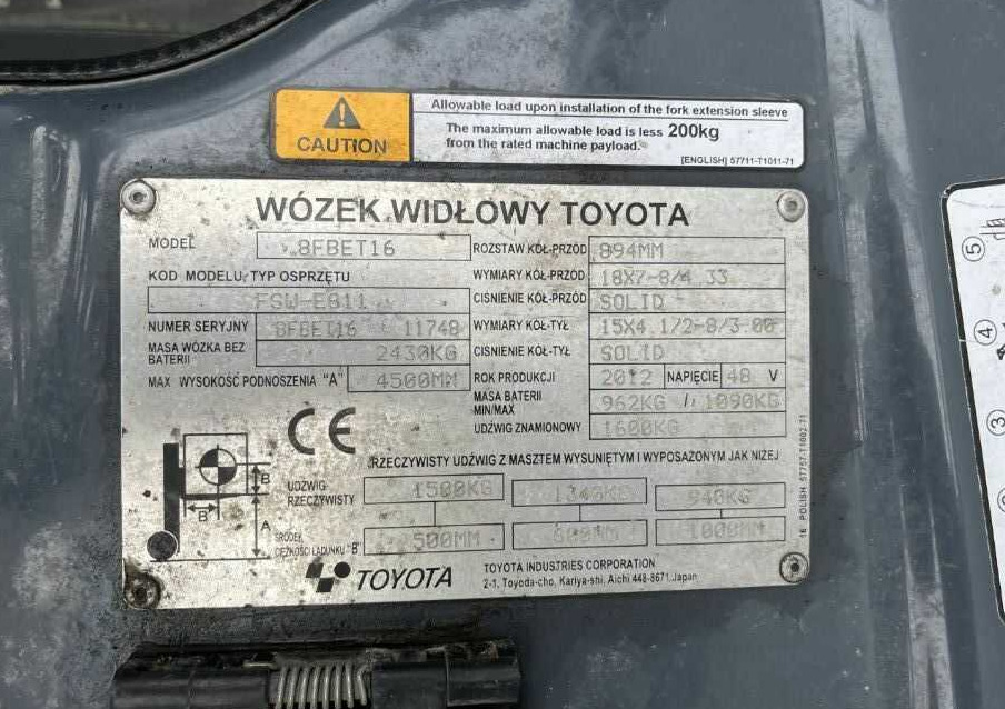 Toyota 8FBET16 - Электропогрузчик: фото 4 Toyota 8FBET16 - Электропогрузчик: фото 4