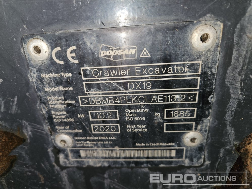 Мини-экскаватор 2020 Doosan DX19: фото 40