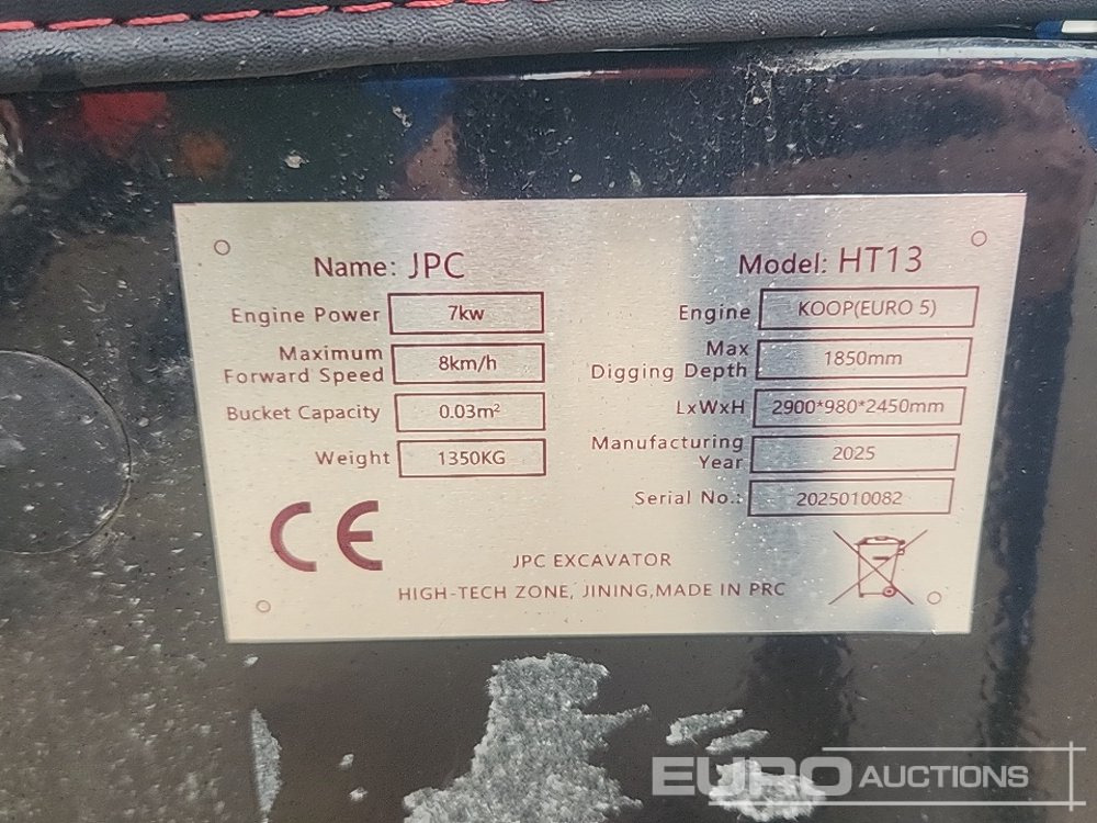 Unused 2025 JPC HT13 - Мини-экскаватор: фото 2 Unused 2025 JPC HT13 - Мини-экскаватор: фото 2